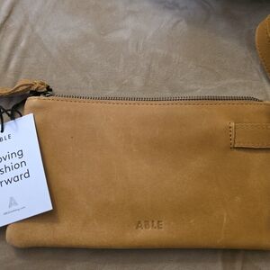 Able Tan Leather Wristlet